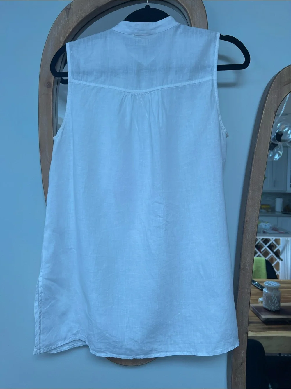 Eileen Fisher White Button-Front Linen Top - Picture 5 of 6